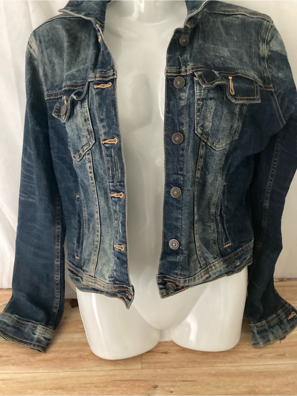 Just USA Jeans Jacket Medium Wash Blue Trucker Jean Jacket Size M
